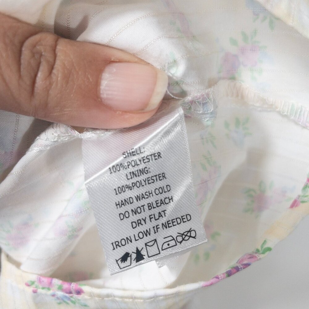 Cottage Core Peach Love Yellow and White Gingham Floral Top SZ S Puff Sleeve - Picture 13 of 13